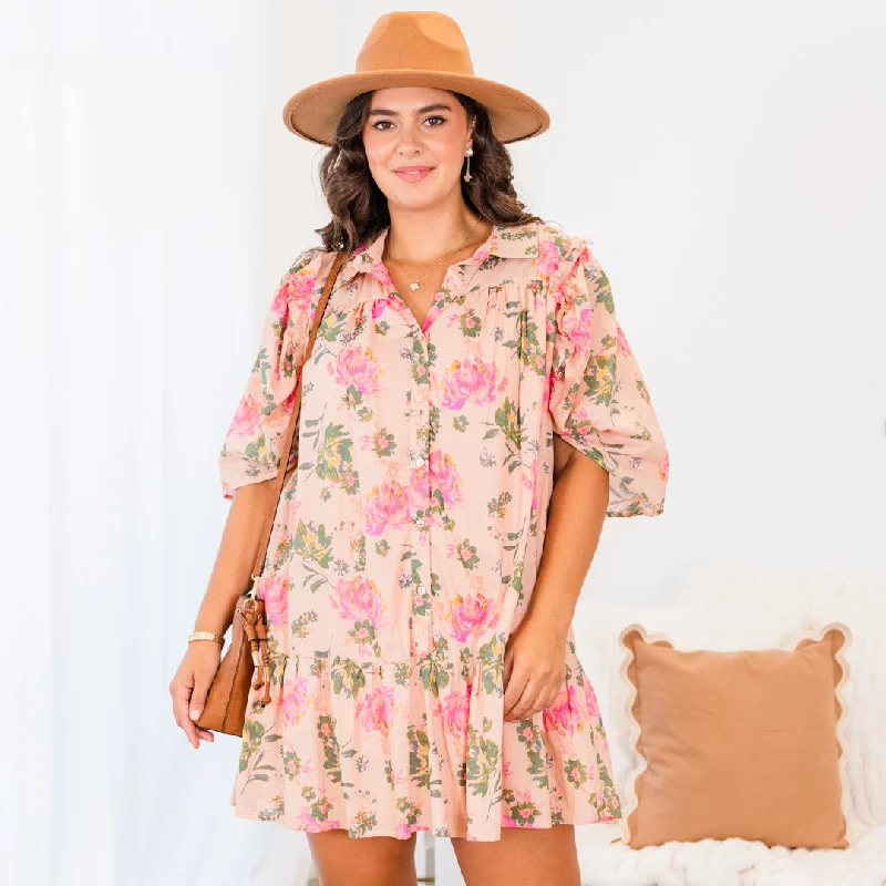 Let's Go Out Tonight Dress, Peach