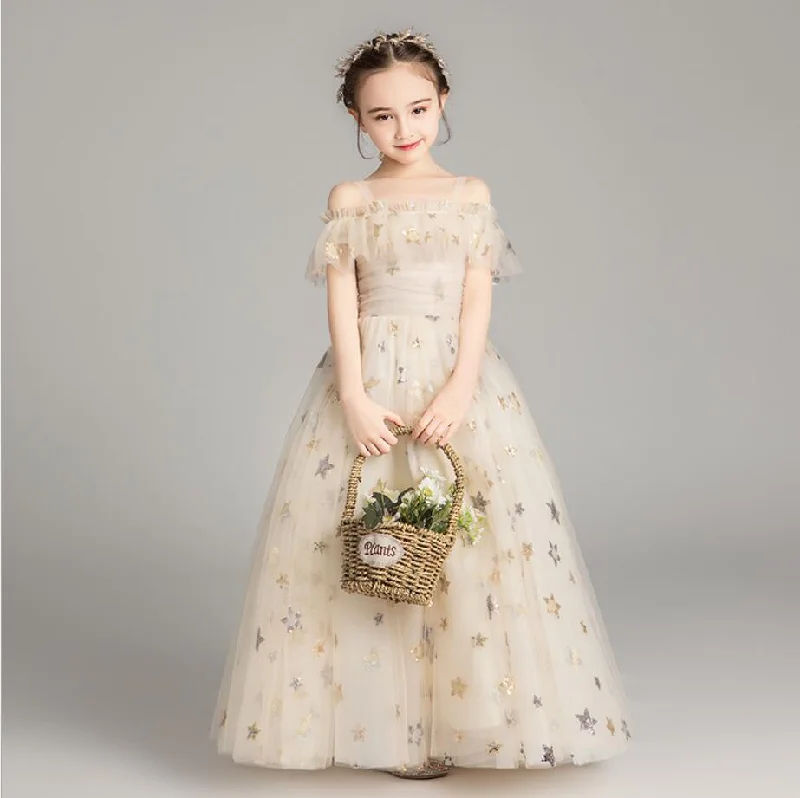 Lil' Queen Star Bright Sequin Tulle Girls Formal Dresses