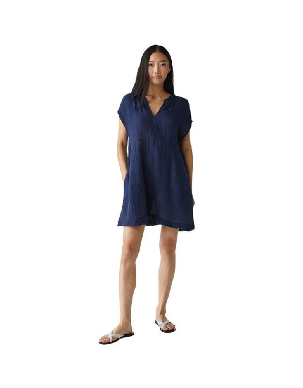 Michael Stars Mira Split Neck Dress in Nocturnal