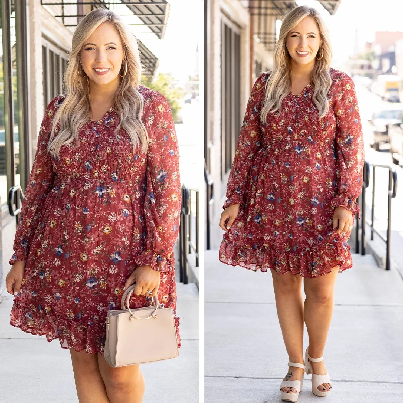 Midnight Train To Georgia Dress, Burgundy