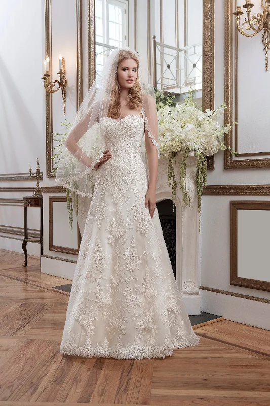 *NEW* Justin Alexander All Over Lace A-Line Dropped Waist Bridal Dress with Smile Neckline - #8788