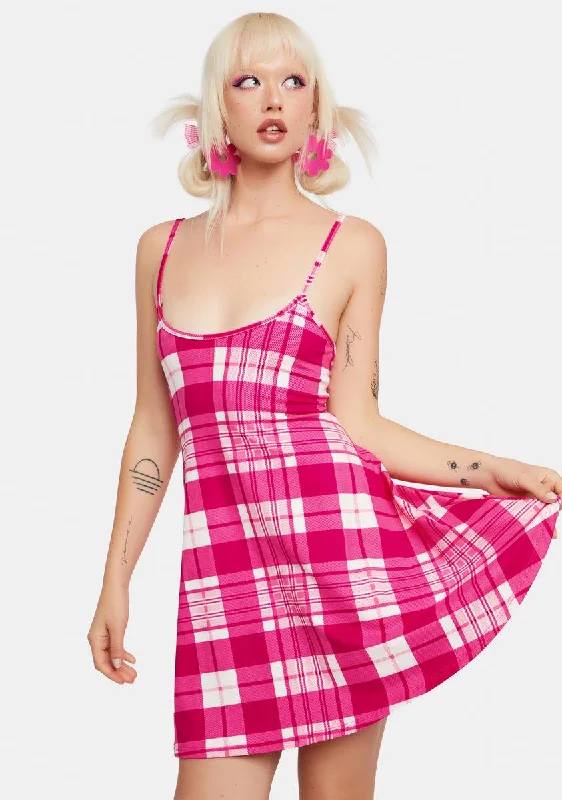 On The Market Plaid Mini Dress Stylish Button-Down Mini Dress
