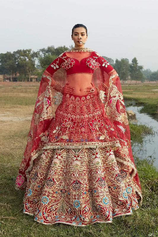 Pakistani Bridal Red Lehnga Short Choli Dress
