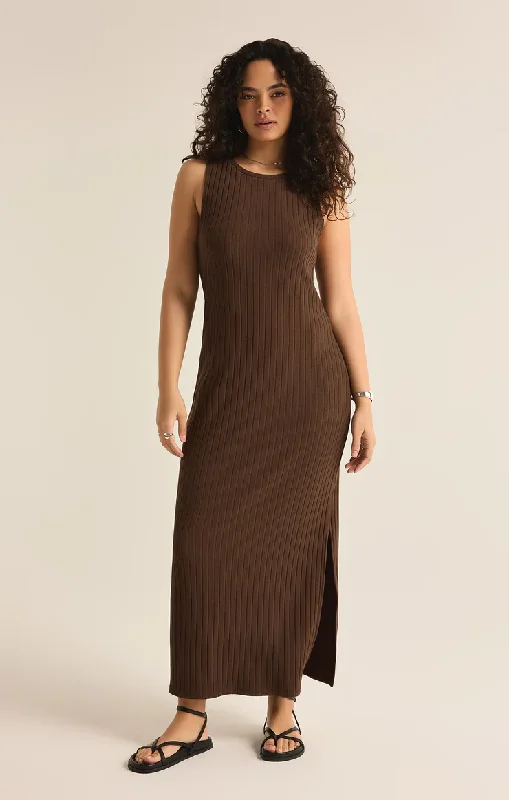 Raewyn Rib Dress Dark Chocolate