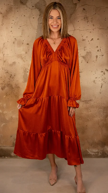 Randell Pumpkin Satin Dress