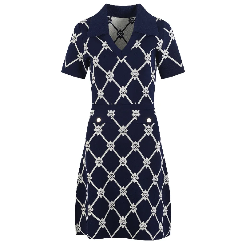 Rhombic Alphabet Knit Dress