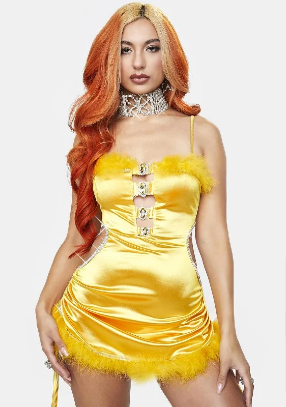 Sweet Like Honey Mini Dress Trendy Cut-Out Mini Dress