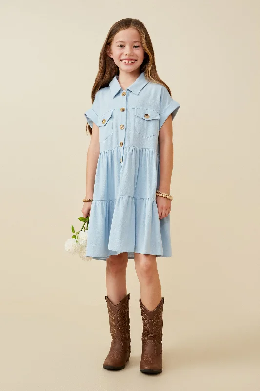 Textured Button Down Collared Dress