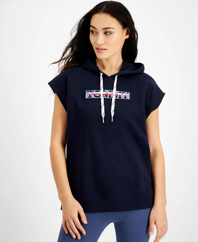 Tommy Jeans Cap Sleeve Tunic Hoodie Hoodie with Mesh Breathable Sporty
