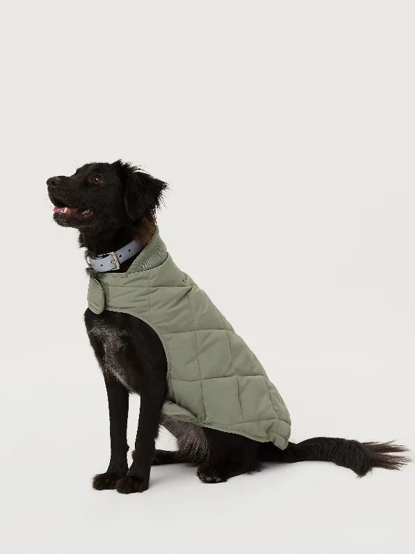 The Skyline Dog Jacket in Vetiver Green Ribbed Jacket Pleated Jacket Ruffled Jacket
