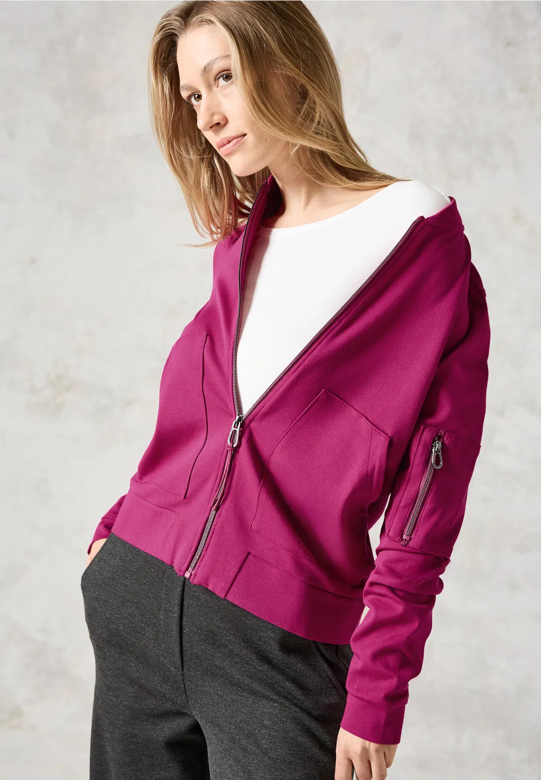 Cecil Soft jacket with zip detail pink 322089 Fitted Jacket Loose Jacket Oversized Jacket