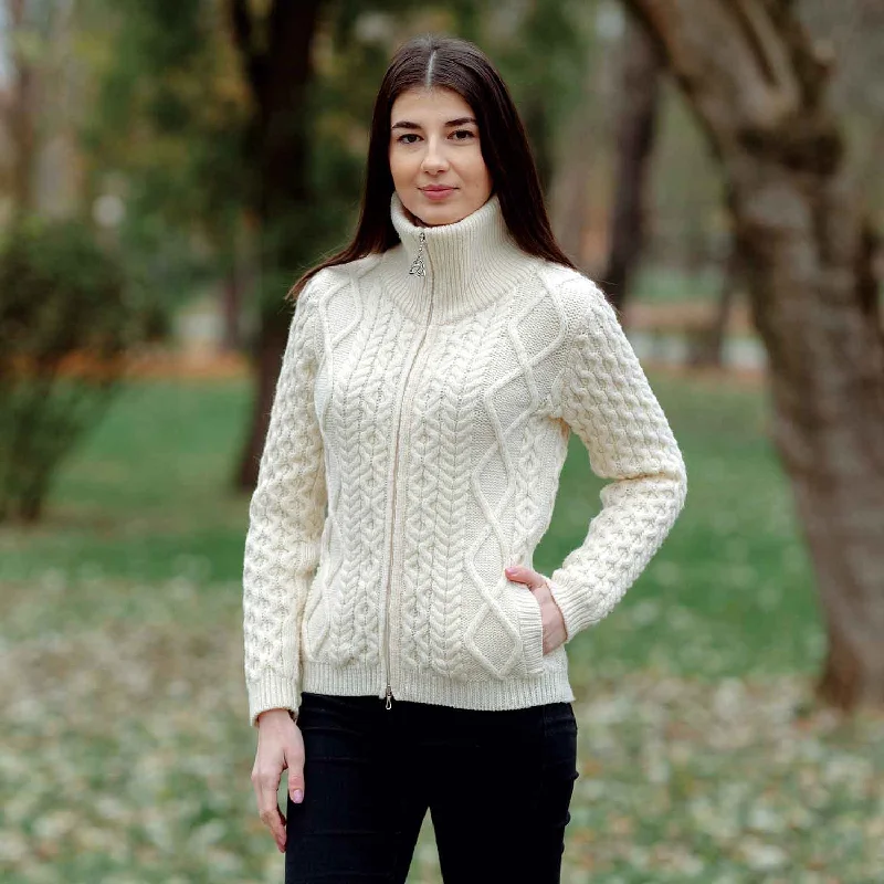 Women's Aran Knit Cable Bomber Jacket, Natural Mesh Jacket Canvas Jacket Denim Jacket