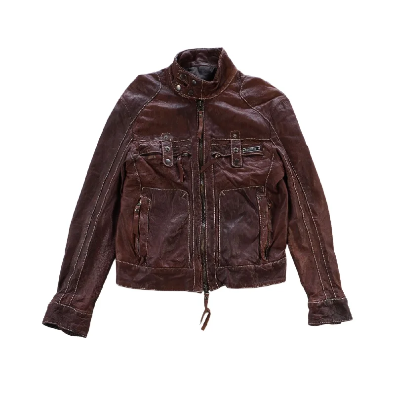 Dirk Bikkembergs Leather Jacket - Women's 48 Plaid Jacket Tartan Jacket Houndstooth Jacket Dirk Bikkembergs Leather Jacket - Women's 48 Plaid Jacket Tartan Jacket Houndstooth Jacket