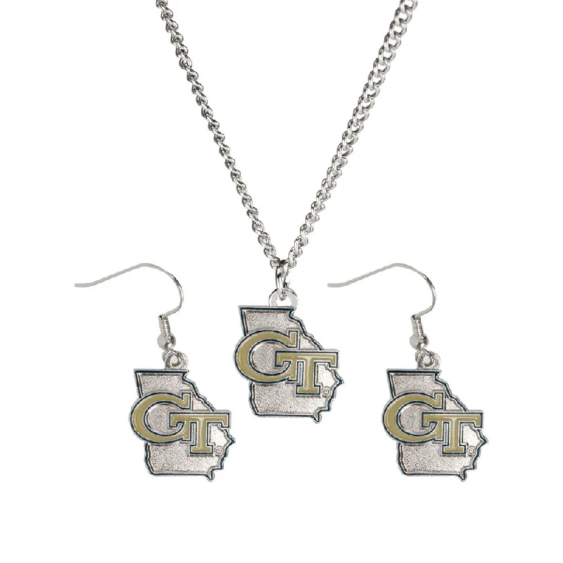 Georgia Tech Yellow Jackets Set-State Earrings/Necklace Satin Fabric Silk Fabric Chiffon Fabric Georgia Tech Yellow Jackets Set-State Earrings/Necklace Satin Fabric Silk Fabric Chiffon Fabric
