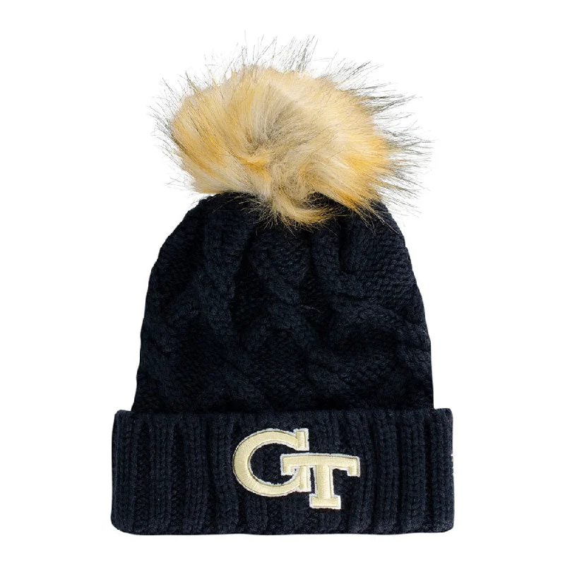 Ladies Georgia Tech Yellow Jackets Luxe Knit Hat Bomber Jacket Anorak Windbreaker