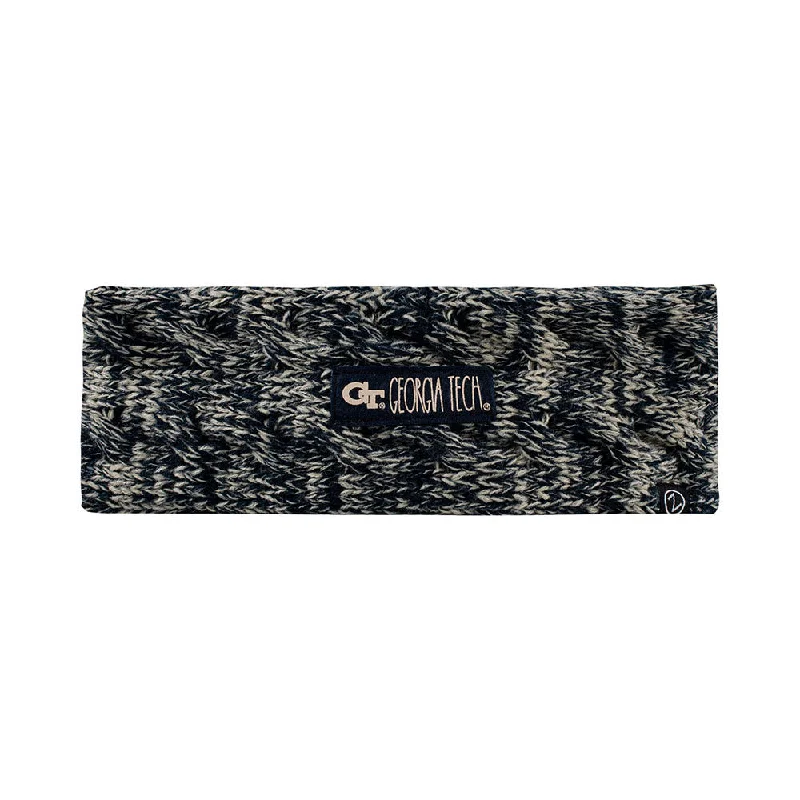 Ladies Georgia Tech Yellow Jackets Astrid Knit Headband Print Jacket Jacquard Jacket Patchwork Jacket