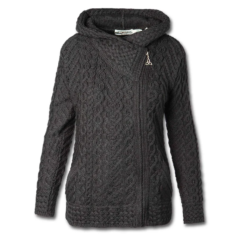 Kilkenny Hooded Irish Aran knit Jacket Black Hooded Jacket Caped Jacket Shawl Collar Jacket Kilkenny Hooded Irish Aran knit Jacket Black Hooded Jacket Caped Jacket Shawl Collar Jacket