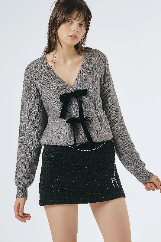 Marley Sweater Jacket w/Bows Satin Jacket Silk Jacket Chiffon Jacket