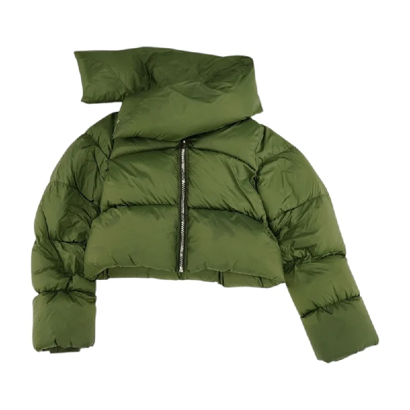 Porterville Funnel Neck Down Jacket in Green Front Pockets Side Pockets Patch Pockets Porterville Funnel Neck Down Jacket in Green Front Pockets Side Pockets Patch Pockets