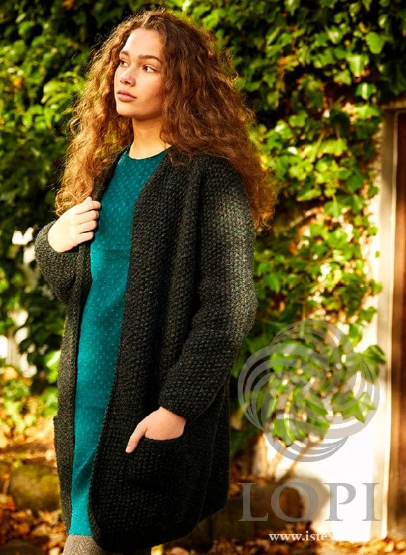 Skrugga Galaxy Long Open front Jacket - Knitting Kit Front Pockets Side Pockets Patch Pockets Skrugga Galaxy Long Open front Jacket - Knitting Kit Front Pockets Side Pockets Patch Pockets