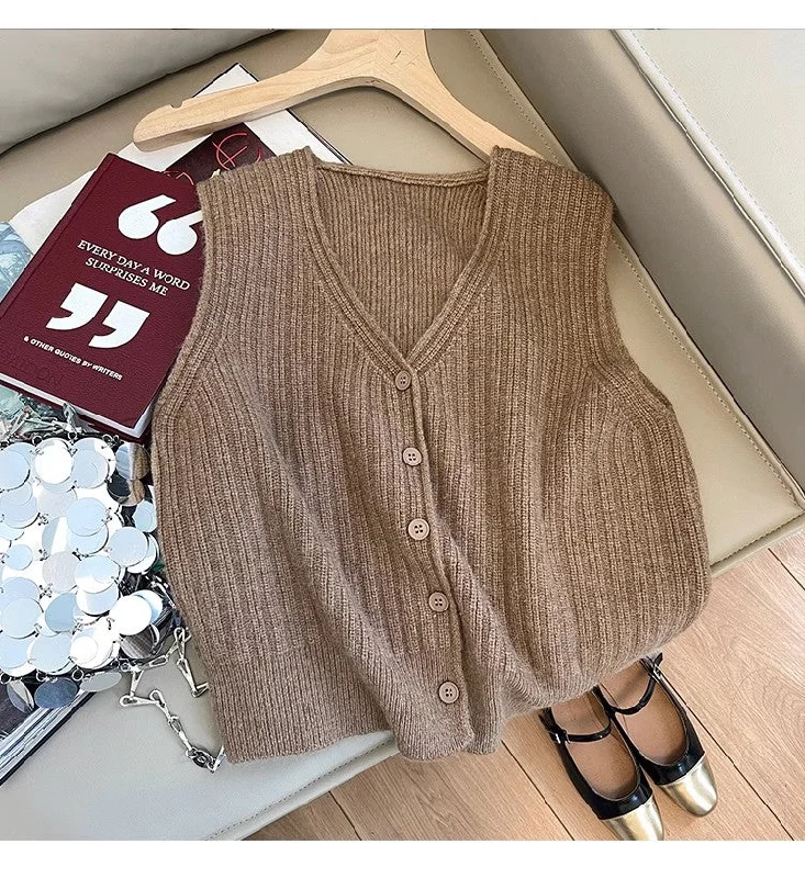 V-neck knitted vest women's new sweater vest jacket S5021 Knit Jacket Woven Jacket Fleece Jacket V-neck knitted vest women's new sweater vest jacket S5021 Knit Jacket Woven Jacket Fleece Jacket