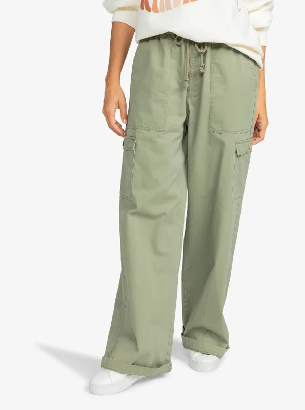 Precious High Waist Cargo Pants - Deep Lichen Green Classic Chino Pants