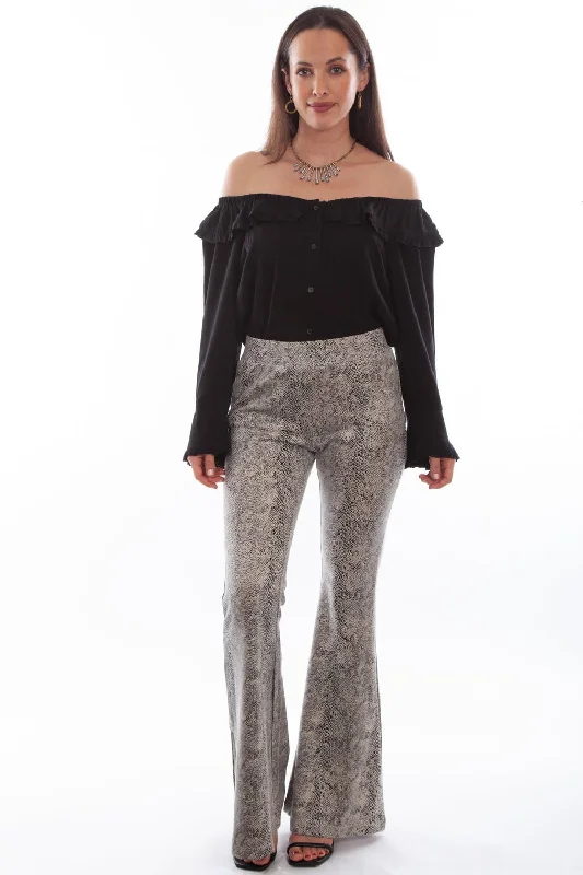 Scully Womens Beige Snake Polyester Snakeskin Bell Pants Soft Cotton Pants