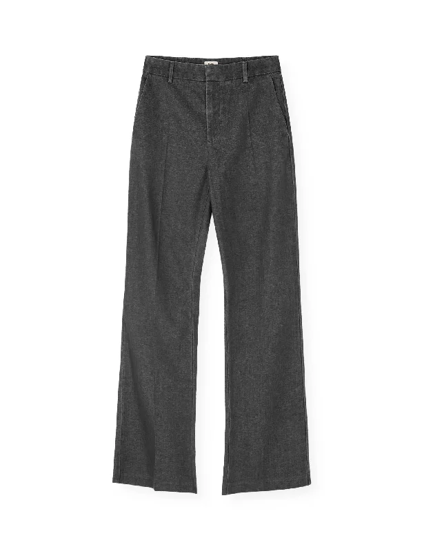 Soft Denim Perry Pants, Black Melange Slim Fit Casual Pants