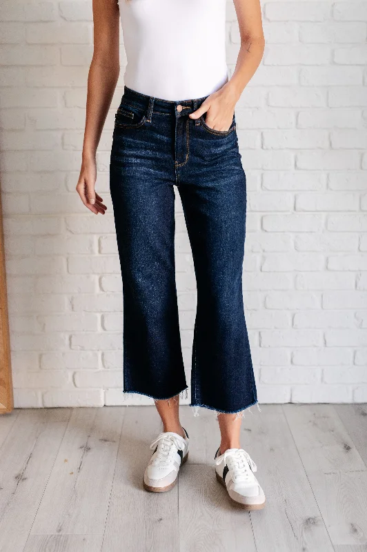 High Rise Cropped Wide Leg Jeans Comfortable Jogger Style Jeans