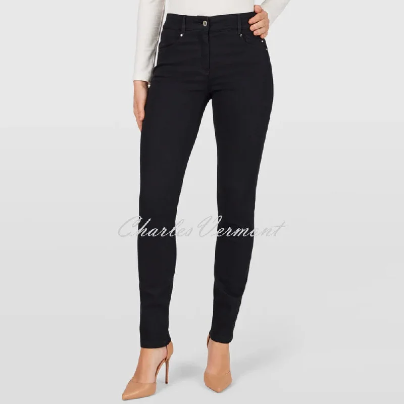 Robell Elena Full Length Jean 51455-5448-90 (Black) Fashionable Raw Edge Jeans