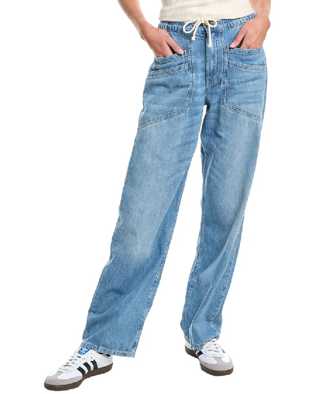ba&sh Mima Blue Drawstring Straight Jean Cozy Wide-Legged Jeans