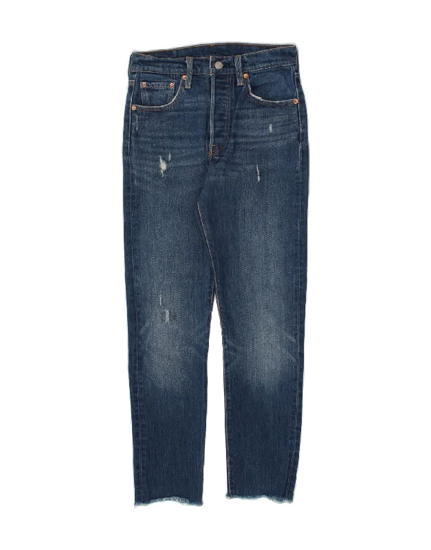 LEVI'S Womens 501 Straight Jeans W25 L28 Navy Blue Cotton Fashionable Relaxed Fit Denim LEVI'S Womens 501 Straight Jeans W25 L28 Navy Blue Cotton Fashionable Relaxed Fit Denim