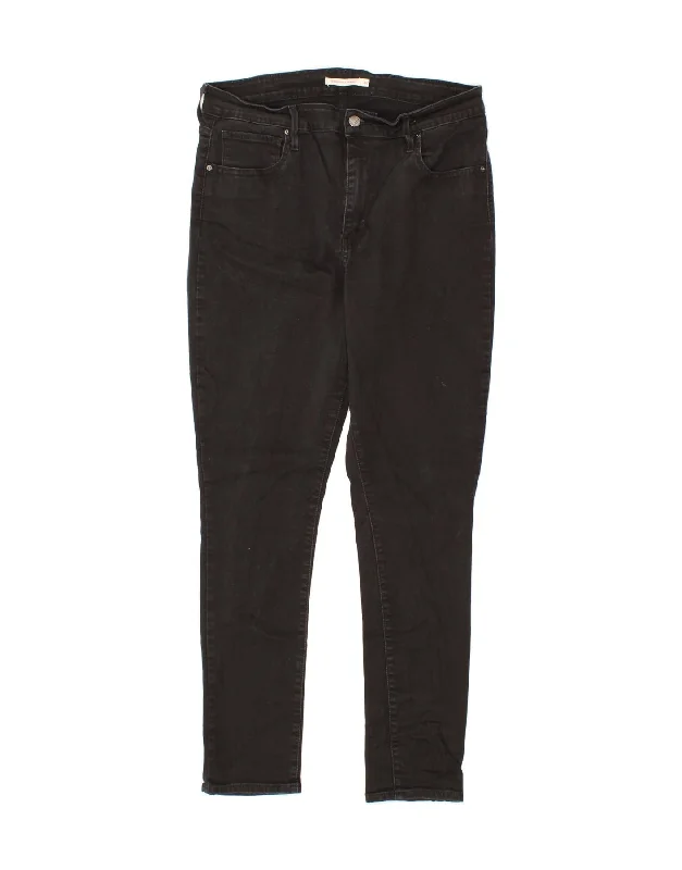 LEVI'S Womens 721 High Rise Skinny Jeans W32 L28 Black Cotton Stylish High-Waist Jeans