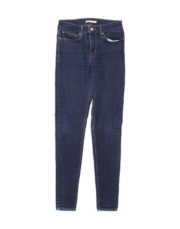 LEVI'S Womens Slimming Fit Super Skinny Jeans W28 L30 Navy Blue Cotton Trendy Layered Pocket Jeans