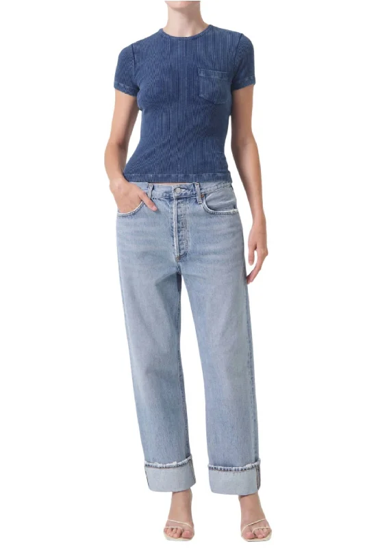 Organic Cotton Fran Low Slug Straight Jeans In Force Cozy Stretch High-Waist Jeans
