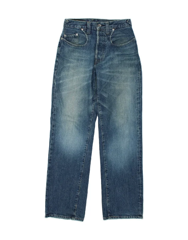 PEPE JEANS Womens High Rise Straight Jeans W26 L33 Blue Cotton Stylish Acid-Wash Jeans