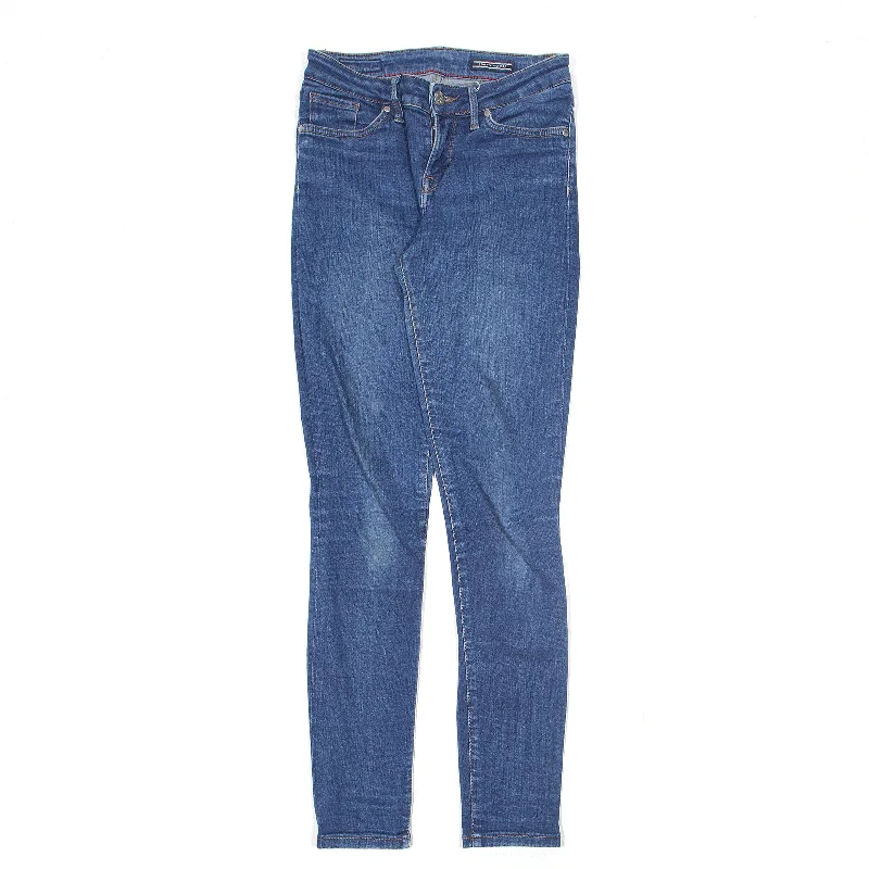 TOMMY HILFIGER Jeans Blue Denim Regular Skinny Stone Wash Womens W27 L30 Chic Rip-Detail High-Waist Jeans TOMMY HILFIGER Jeans Blue Denim Regular Skinny Stone Wash Womens W27 L30 Chic Rip-Detail High-Waist Jeans