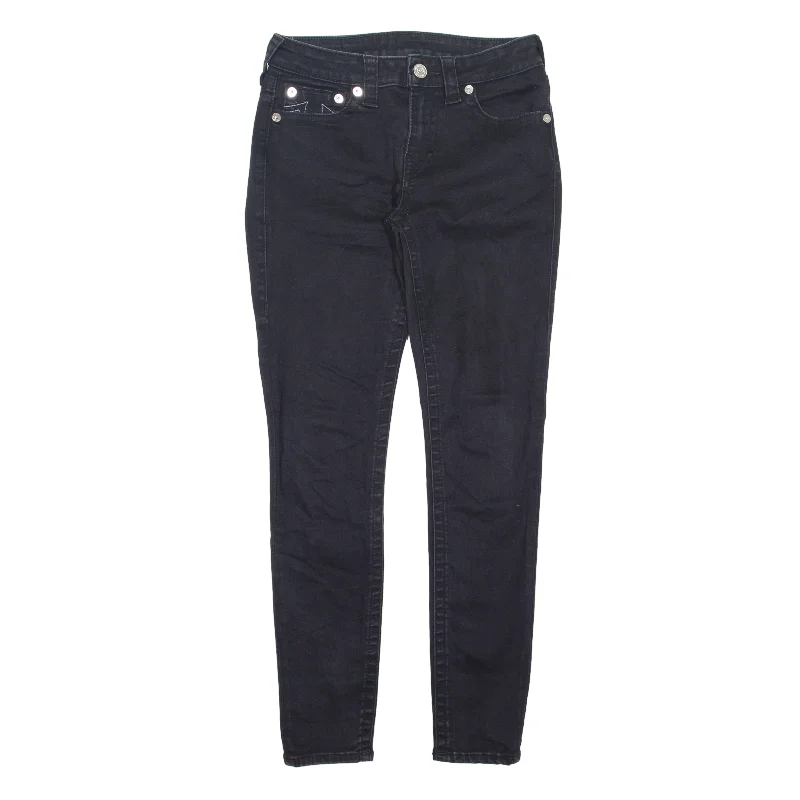 TRUE RELIGION Y2K Stretch Jeans Black Denim Slim Skinny Womens W27 L29 Stylish Slim Fit Denim