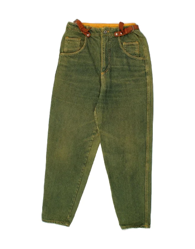 VINTAGE Womens Tapered Jeans EU 40 Medium W30 L27 Green Cotton Elegant Tapered Leg Denim VINTAGE Womens Tapered Jeans EU 40 Medium W30 L27 Green Cotton Elegant Tapered Leg Denim