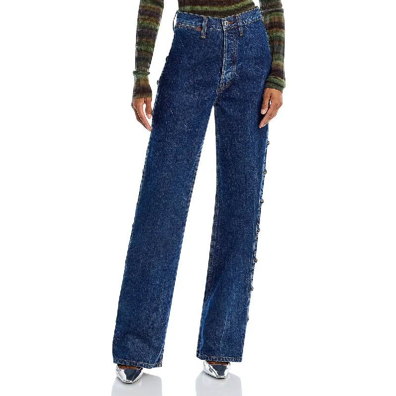 Western Womens High Rise Dark Wash Straight Leg Jeans Trendy Low-Rise Slim Jeans