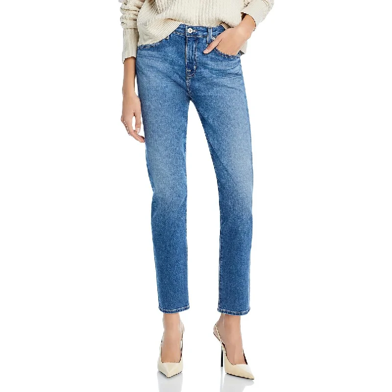 Womens Mid Rise Ankle Ankle Jeans Stylish Tapered Fit Jeans