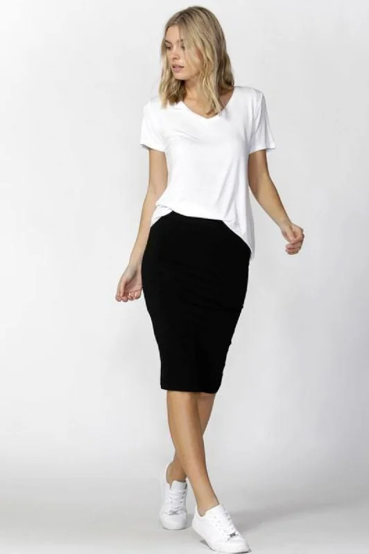 Alicia Midi Skirt - Black high slit skirt