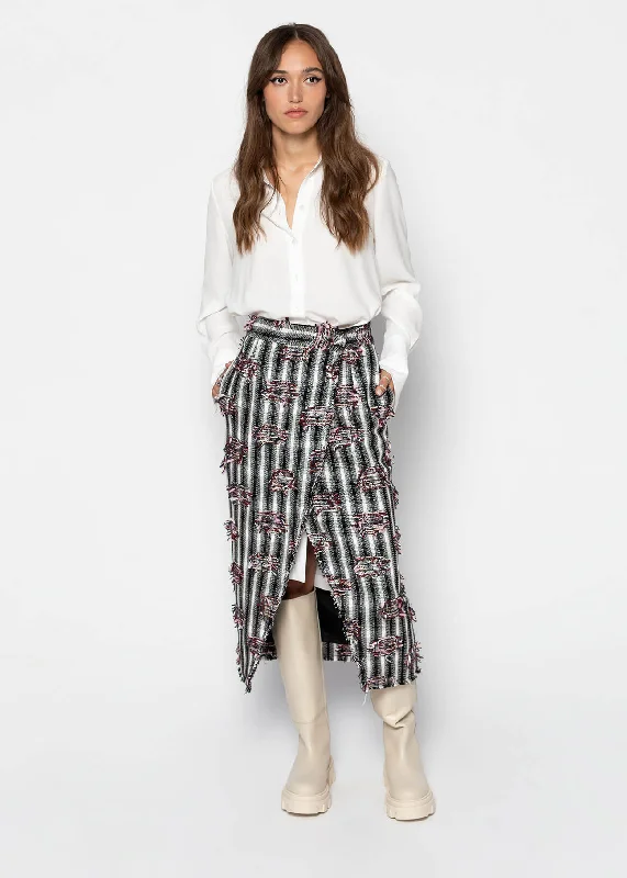 JO Tweed Midi Wrap Skirt - Multicolour linen skirt airy