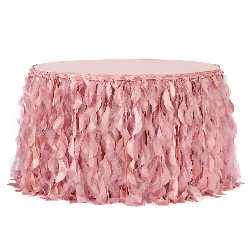 Curly Willow 17ft Table Skirt - Dusty Rose/Mauve velvet skirt rich