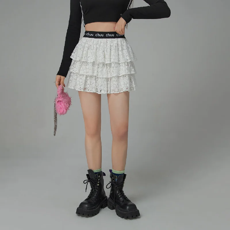 Star Lace Frill Mini Skirt cashmere skirt soft
