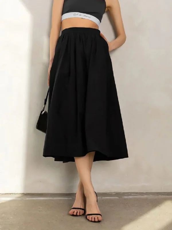BerryBetty - Effortless A-line Pocket Maxi Skirt high slit skirt