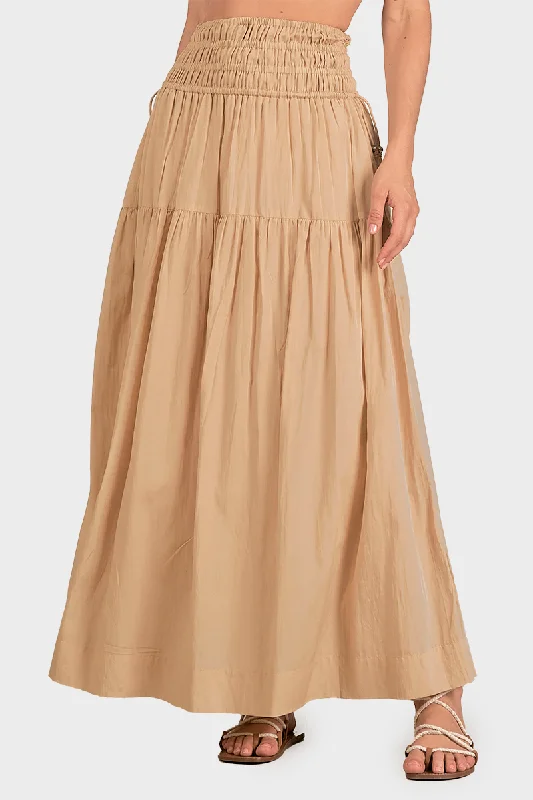 Elan Tiered Maxi Skirt linen skirt light
