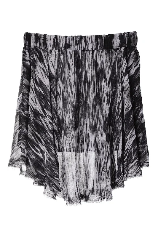 ENZA COSTA IKAT Grey Black Asymmetric Skirt tiered skirt playful