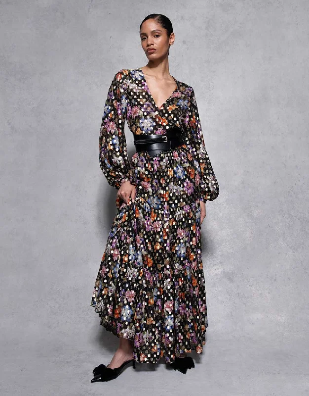 Frey Lamé Skirt - Painterly Flower vintage skirt charm