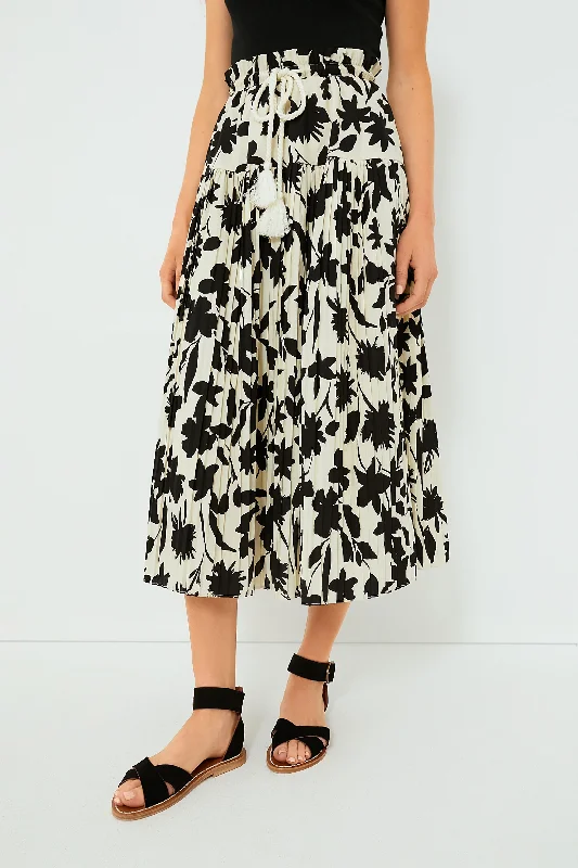 Exclusive Ivory Floral Midi Skirt corduroy skirt textured